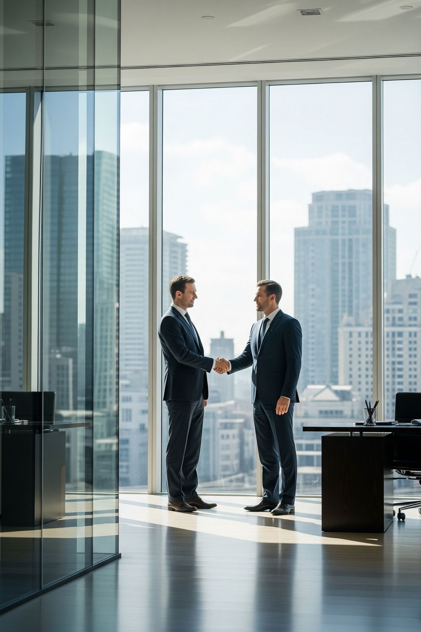Profissionais em conversa em um ambiente corporativo
